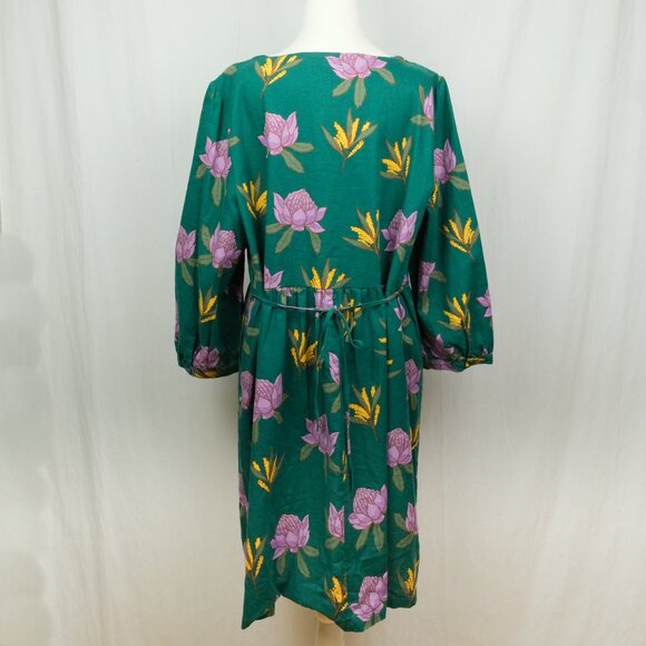 NWT Princess Highway Babydoll Dress Floral Print Green Purple Size 20 - Picture 5 of 7